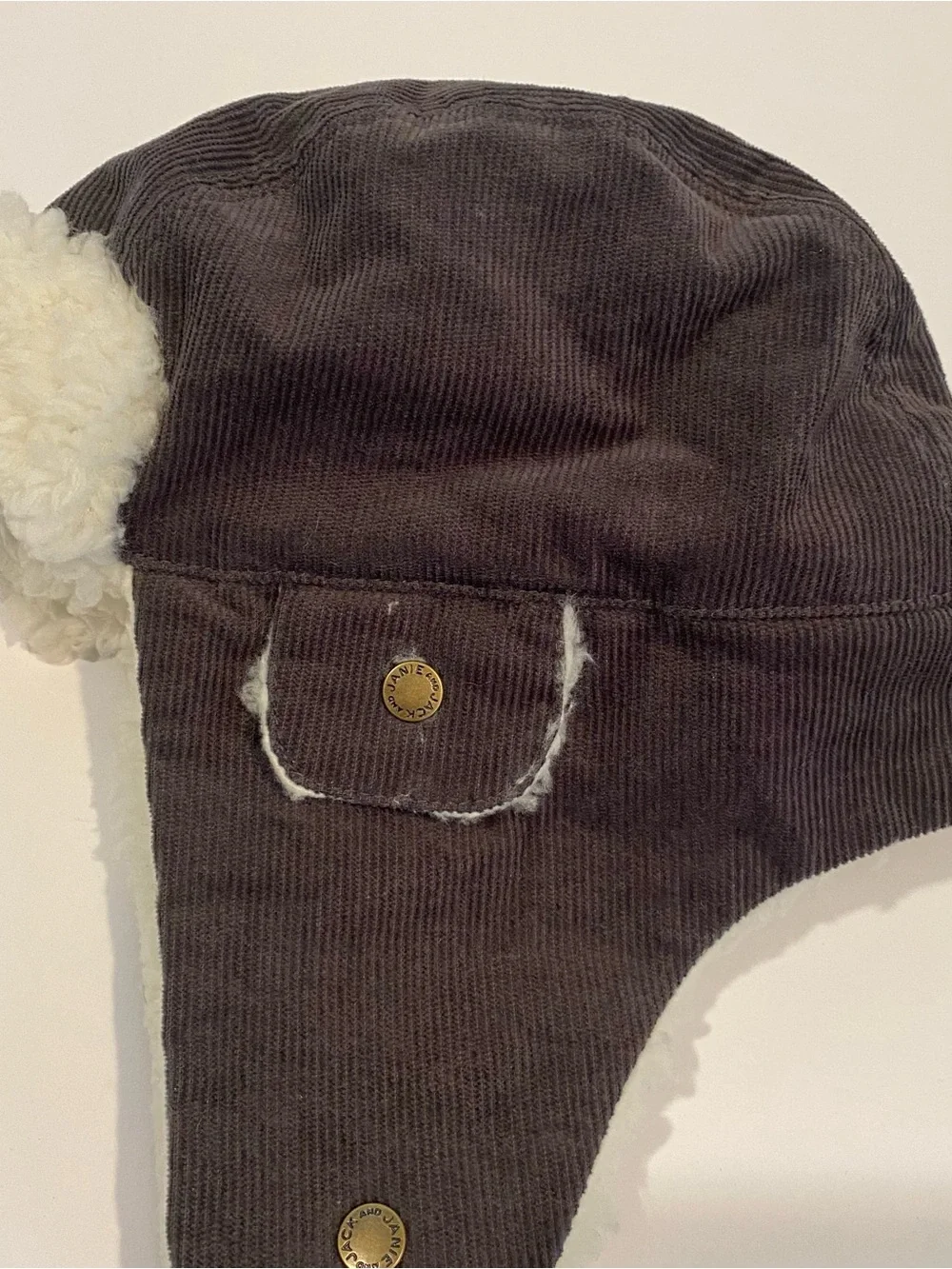 Janie and Jack Corduroy Sherpa Trapper Hat – Dark Brown Aviator Cap 12-24 months